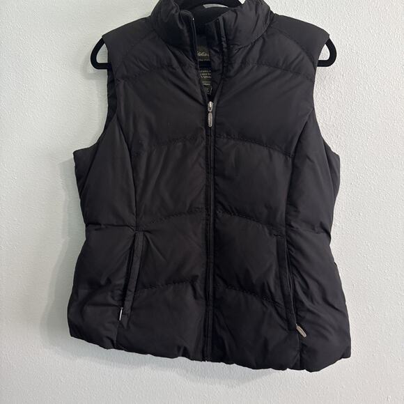 Eddie Bauer Vest Womens Medium Black Premium Goose Down Quilted Full Zip Active - Picture 1 of 4